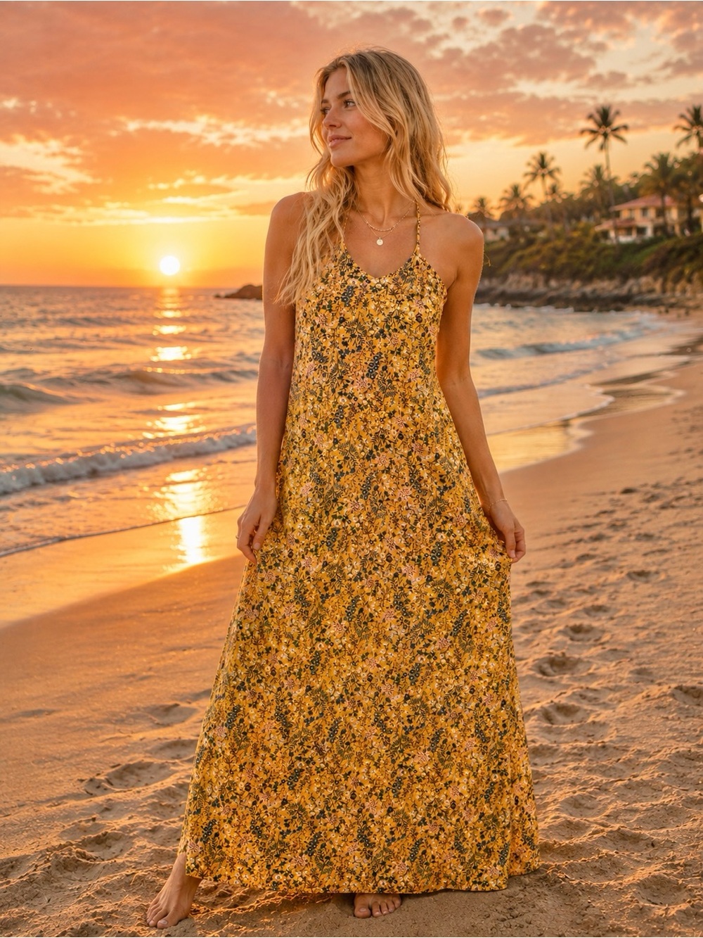 Old Navy Yellow Floral Dress (Small)